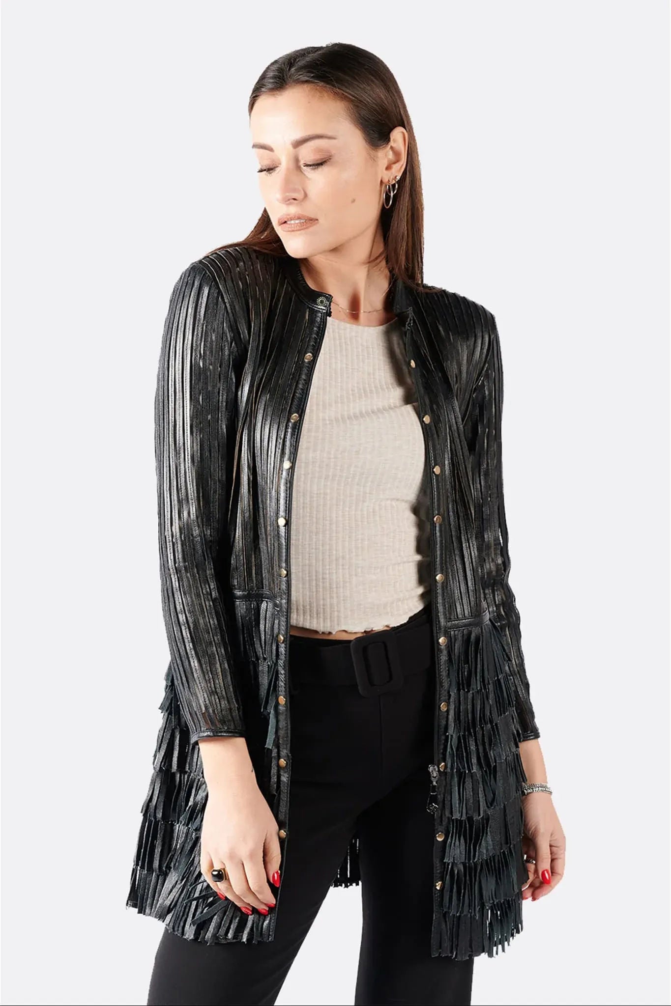 Giacca Frange Borchie e Zip