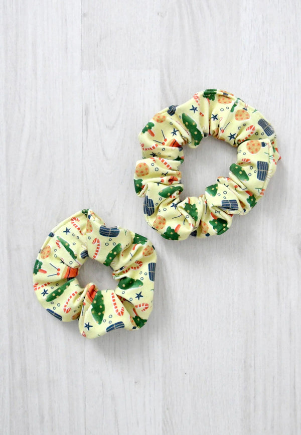 Chouchou (scrunchie) in bamboo - Christmas morning - Blue balloon
