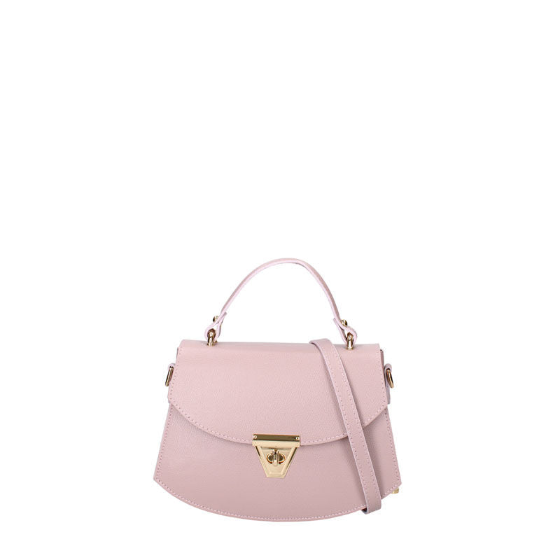 Small Leather Women's Handbag with Twist Closure - 7202. 