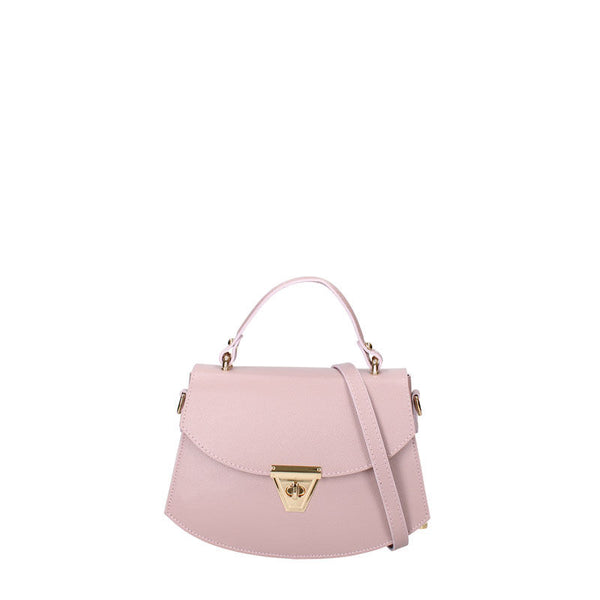 Small Leather Women's Handbag with Twist Closure - 7202. 