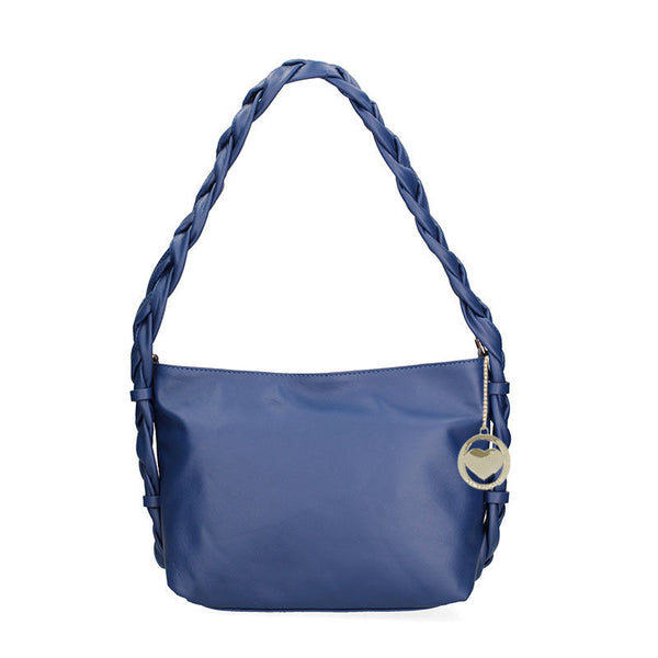 Women's leather bag with braided handle - 07170. 