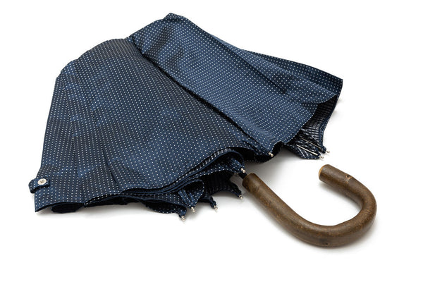 Mario Talarico blue polka dot foldable umbrella with lemon handle