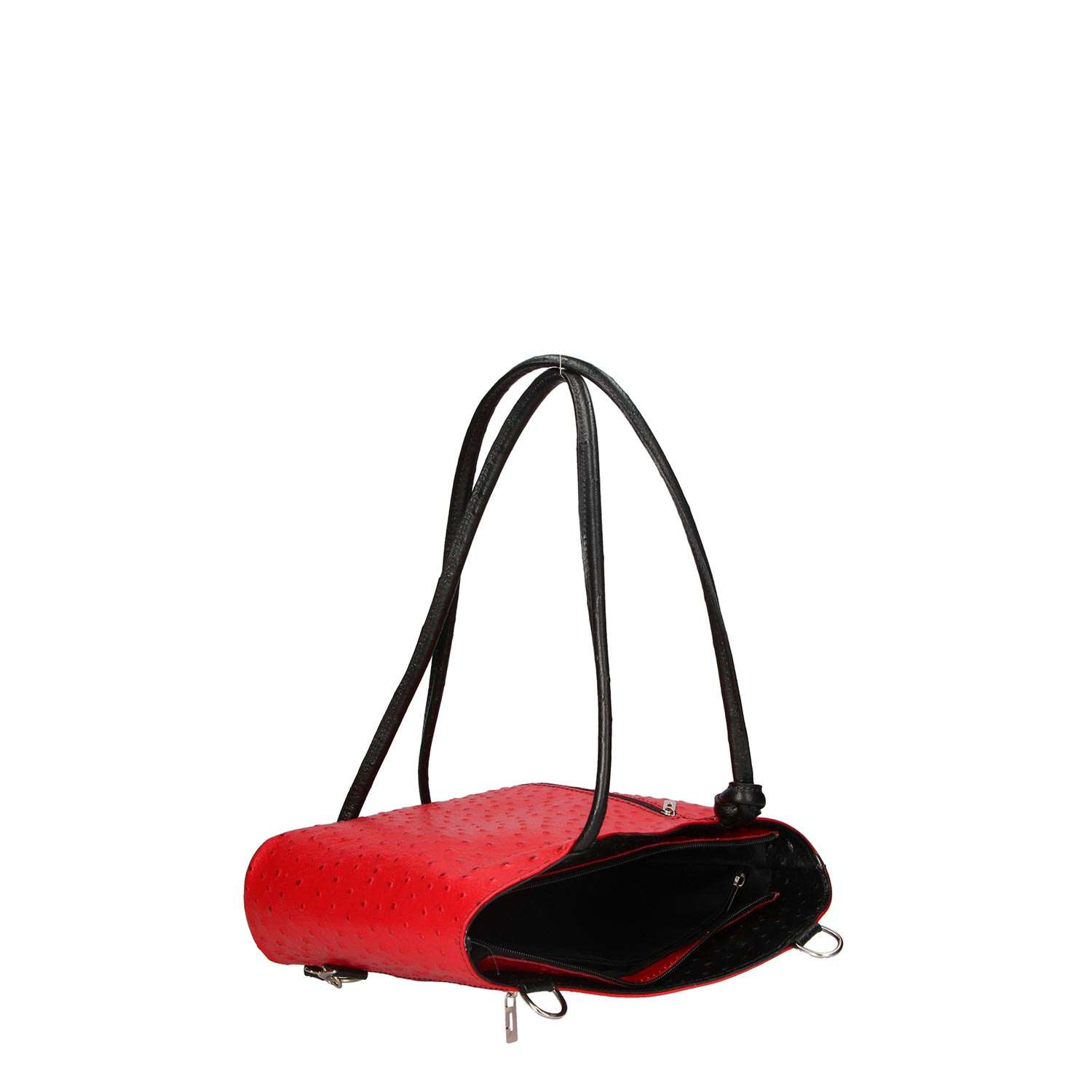 Women's Ostrich Print Leather Shoulder Bag - Cancun 3005. 