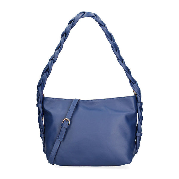 Women's leather bag with braided handle - 07170. 