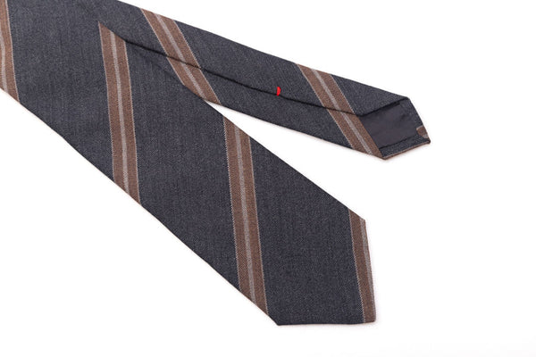Regimental grey tie in pure wool
