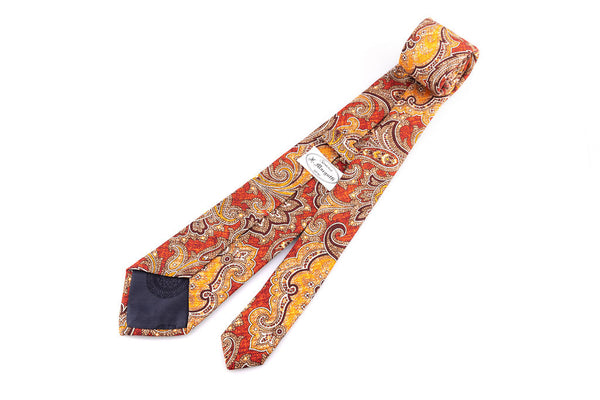Pure silk tie gold red