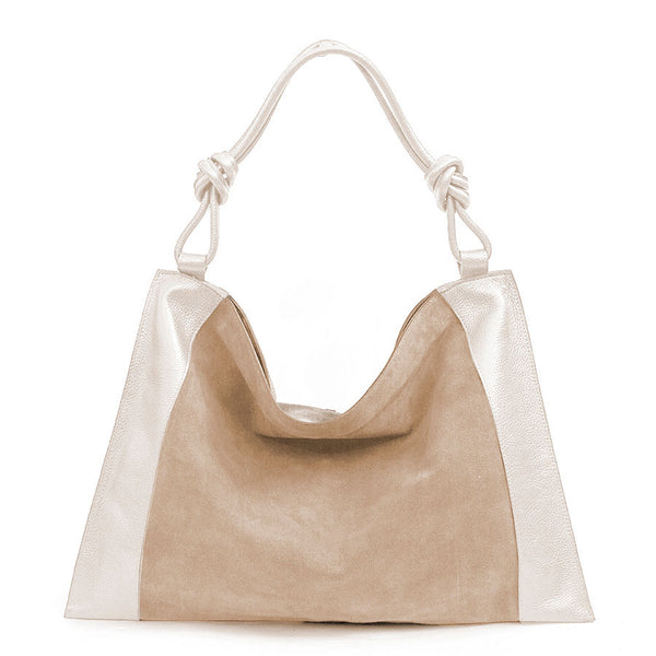 MARPHY - Maxi sacca in pelle e camoscio taupe