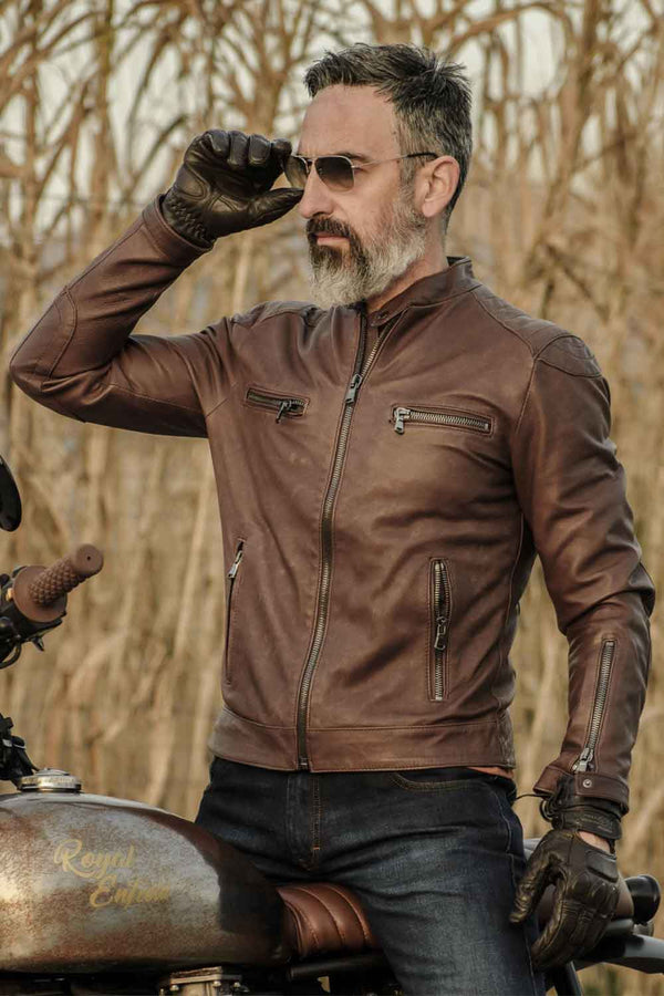 Michele Leather Jacket with Stitching