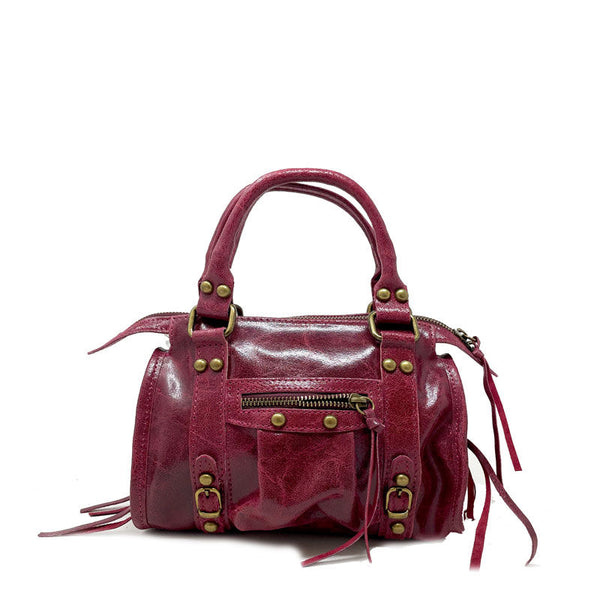 Borsa a mano piccola in pelle spatolata con borchie - Courmayeur K072