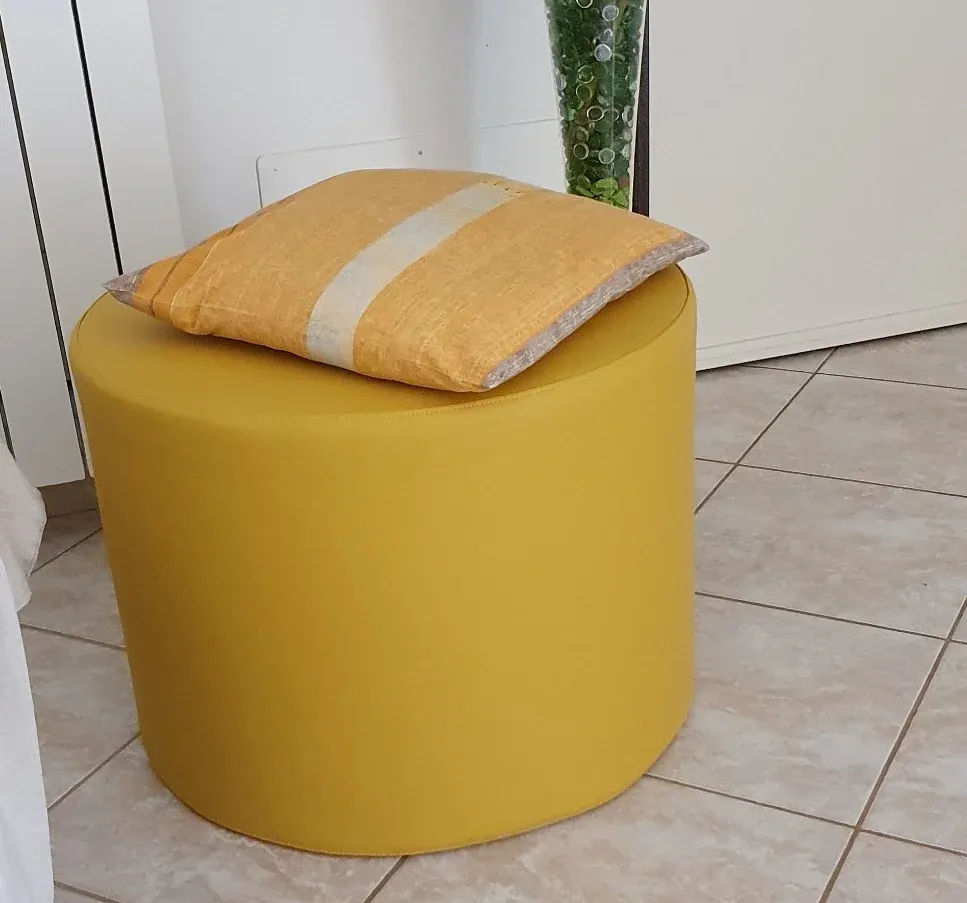 CHILL ECO 55, Round Footrest Pouf in Eco-Leather 55 x h42