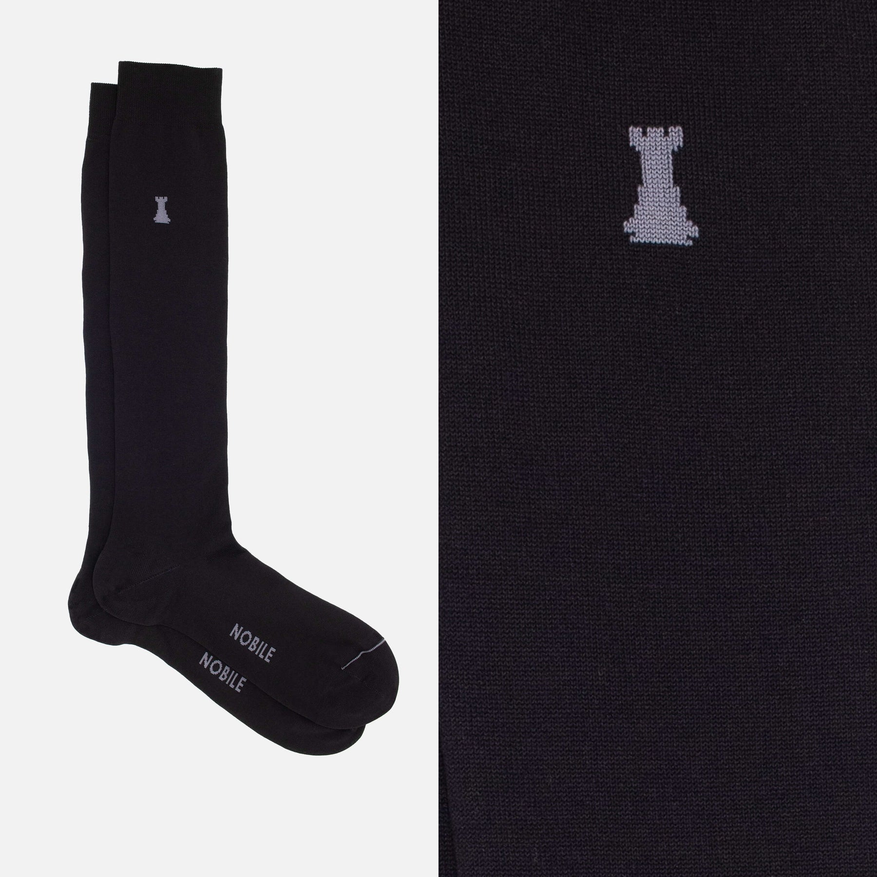 Basic Box of 6 Long Socks - 3 x Plain Black / 3 x Plain Blue