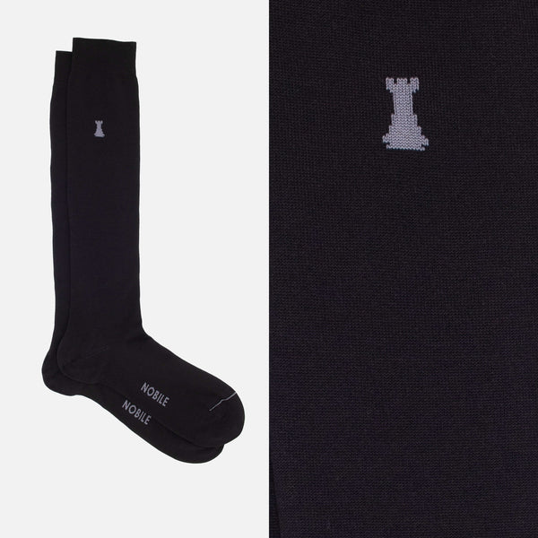 Basic Box of 6 Long Socks - 3 x Plain Black / 3 x Plain Blue