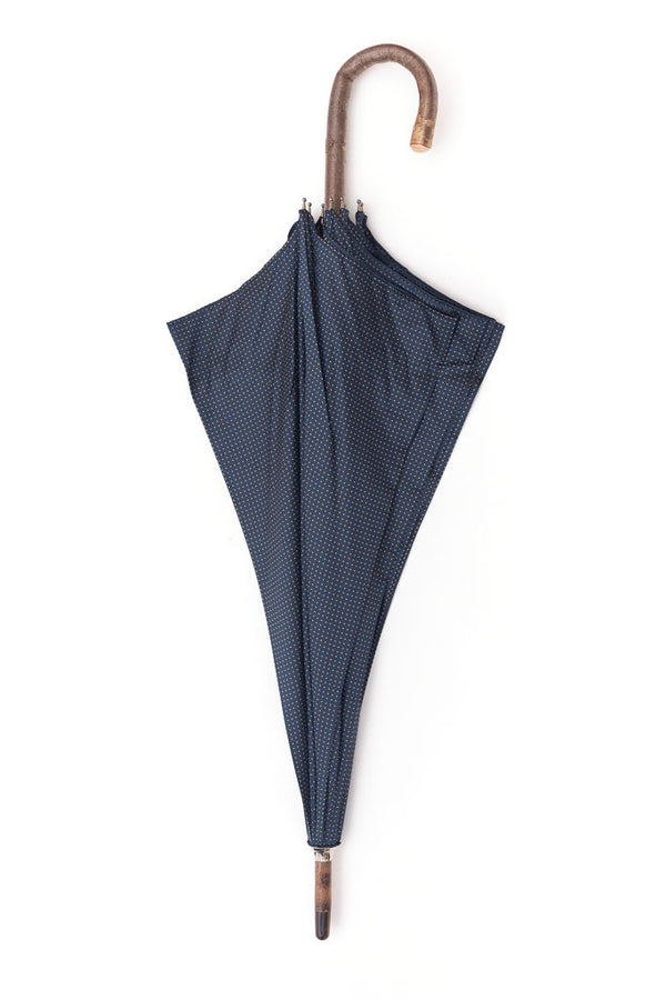 Mario Talarico blue polka dot hazelnut wood umbrella