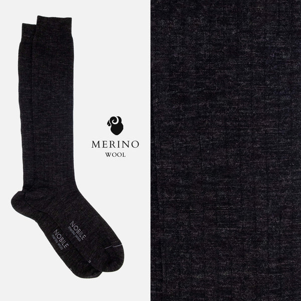 Tiziano - Long sock in finely ribbed Merino wool