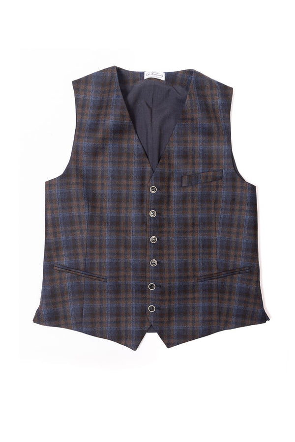 Blue and brown checked vest