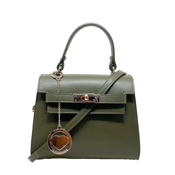 Women's Genuine Leather Handbag with Twist Closure - Roma K065 