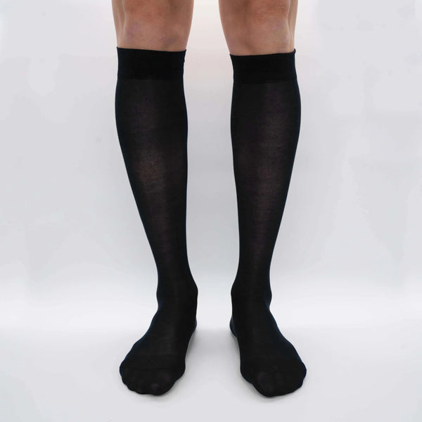 Box Chiffon Long Socks in Filoscozia® - 6 pairs mixed black and blue