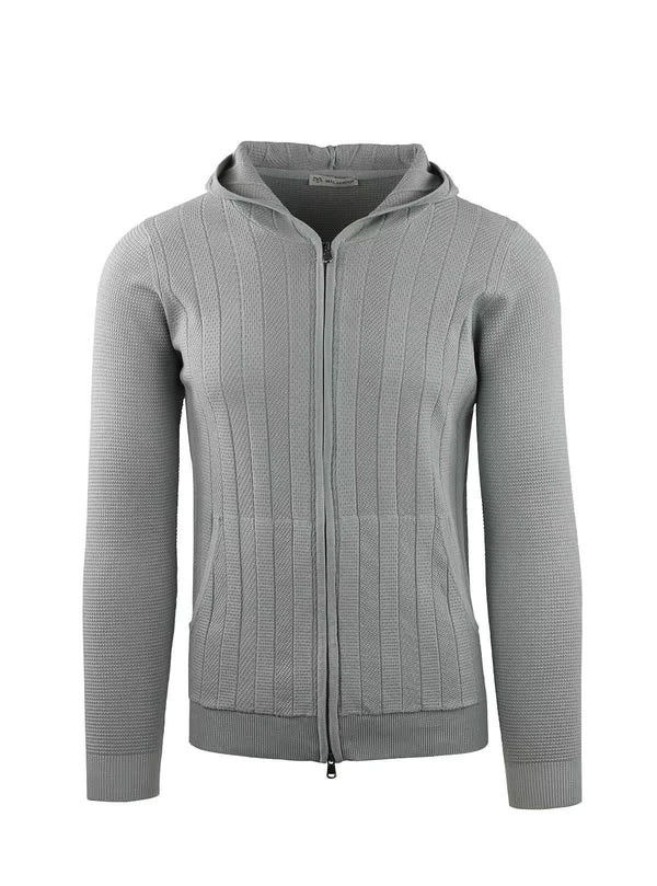 DOUBLE WORKMANSHIP RIBBED FULL ZIP HOODED JACKET