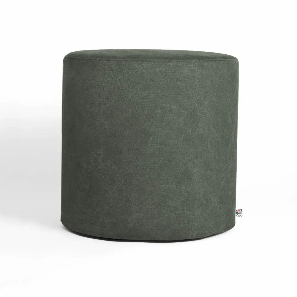 CYLINDER 55, Round Cotton Footrest Pouf with Feet 55x h 42