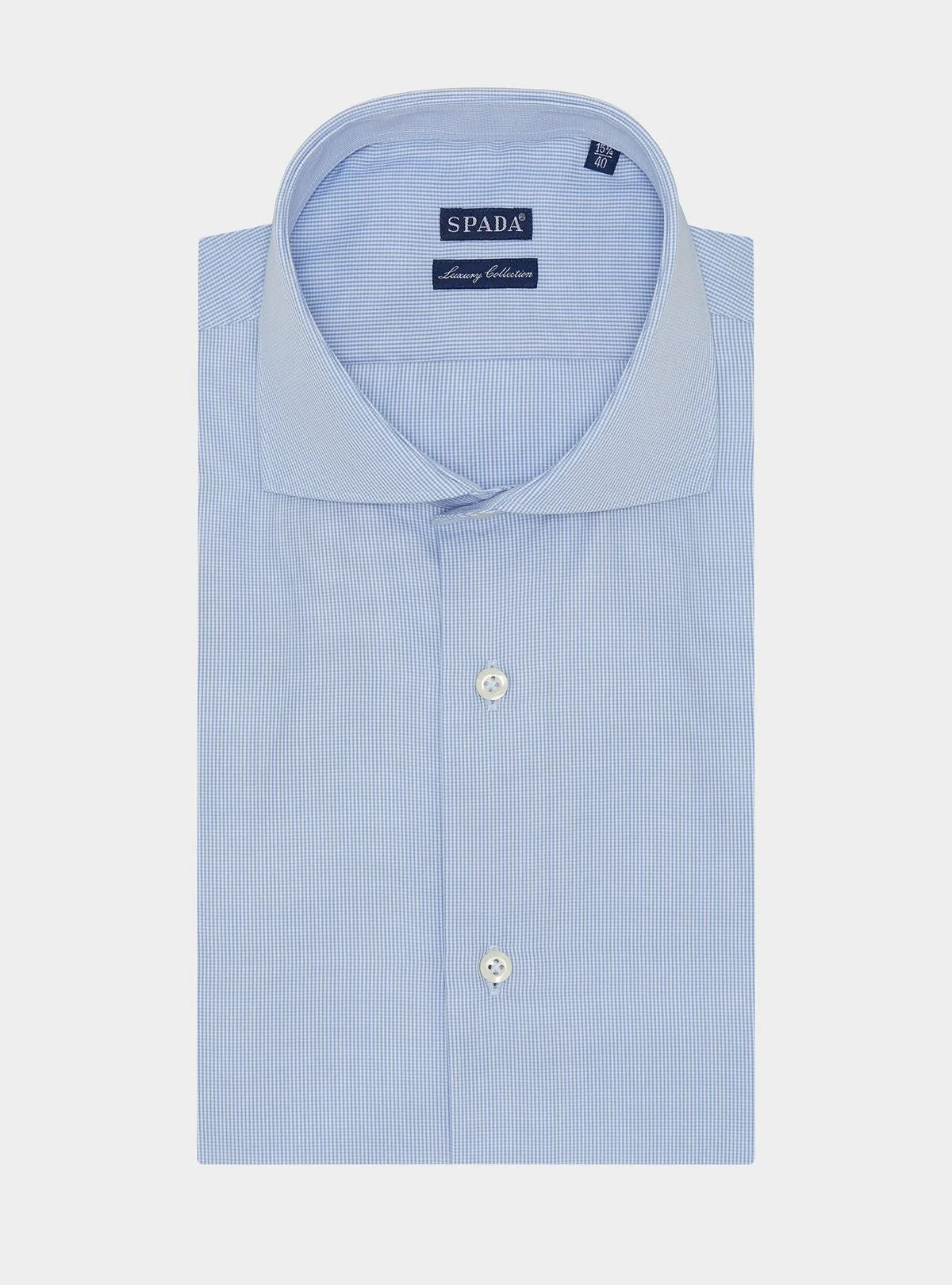 French collar shirt in micro houndstooth cotton