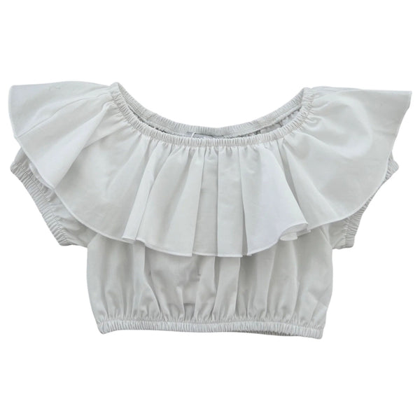 CROP-TOP BIANCO CON VOLANT