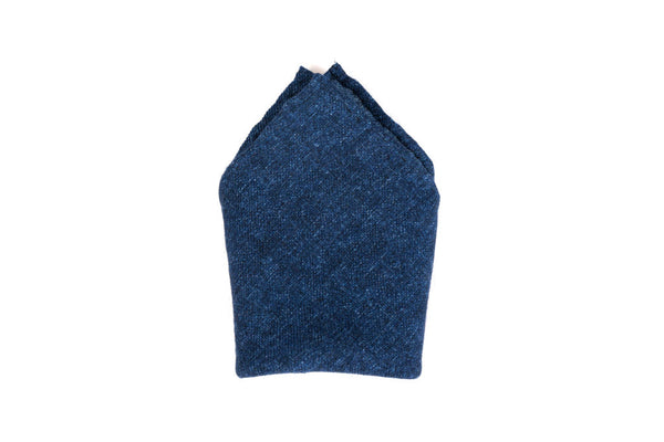 Plain blue pure wool pocket square