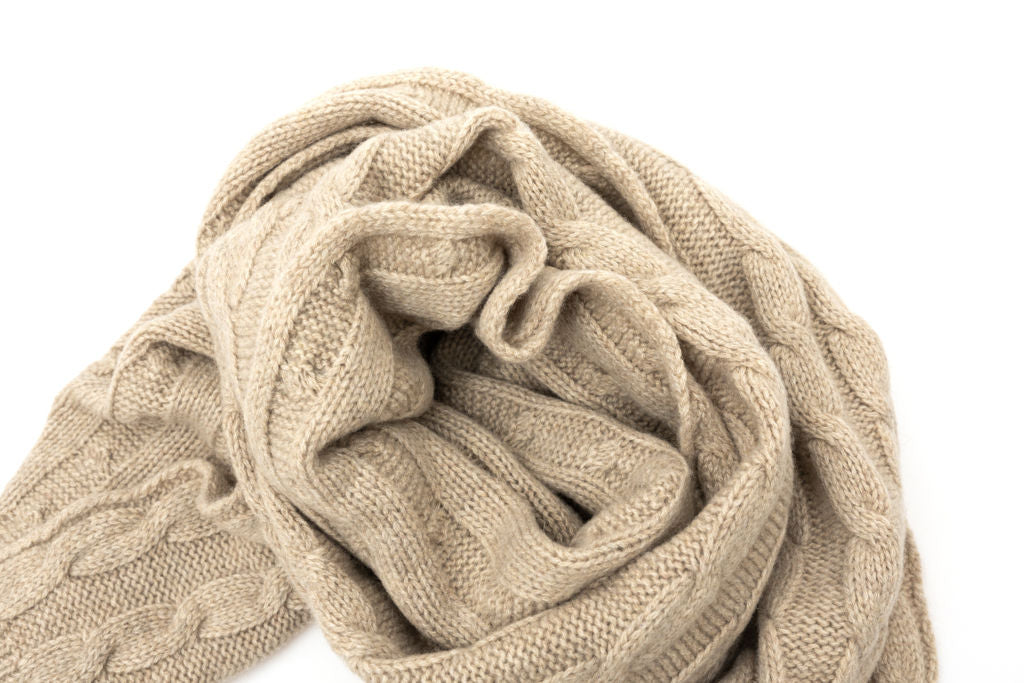 Beige pure cashmere scarf