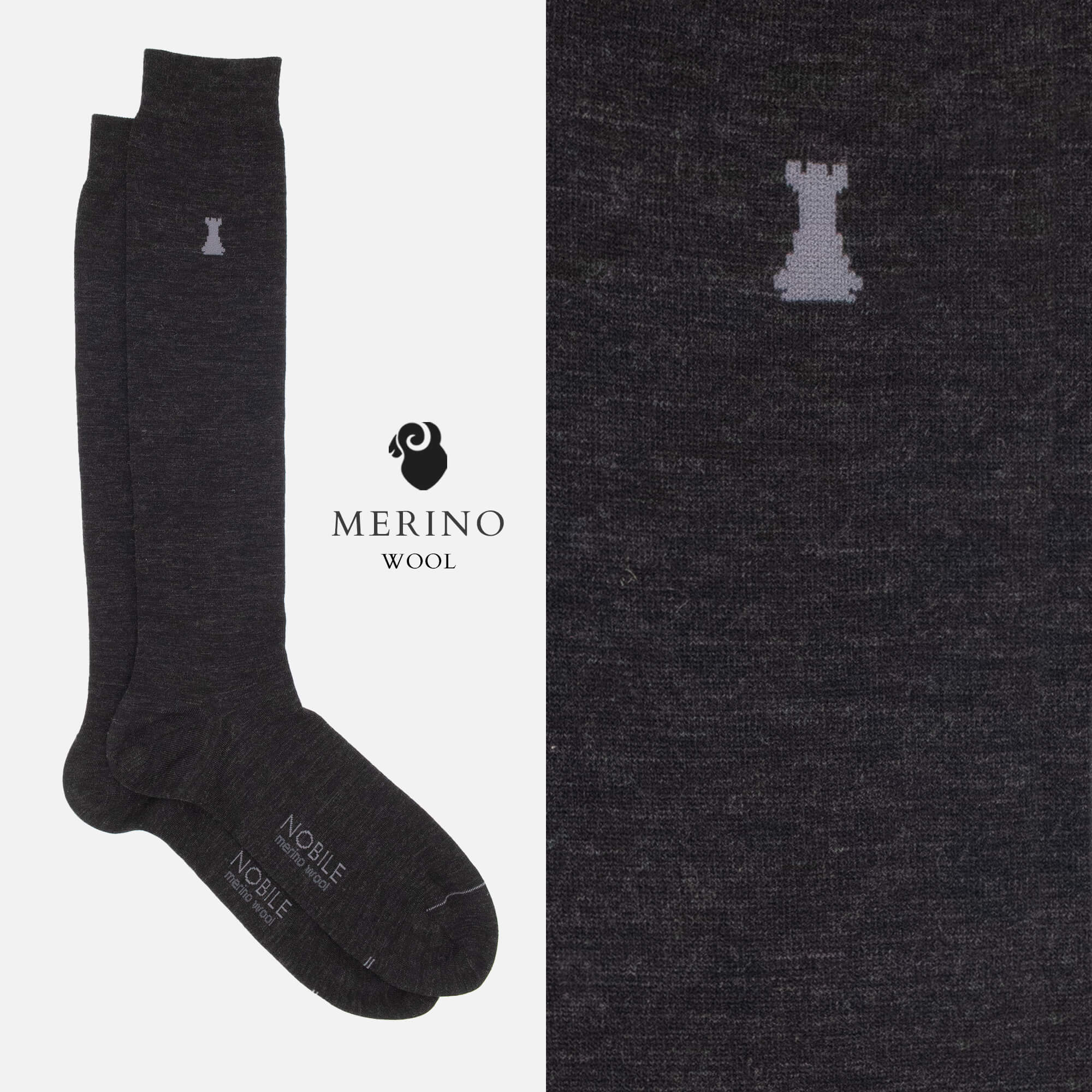 Merino Basic - Box of 6 long socks in solid color Merino wool