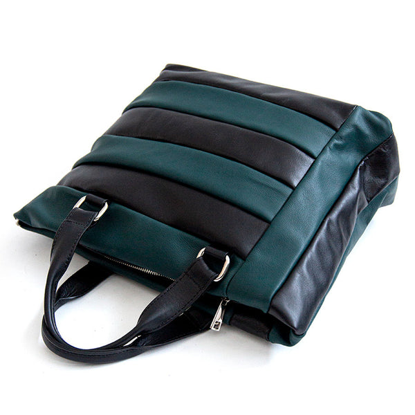 TESSA TOTE - quilted nappa leather bag petrol