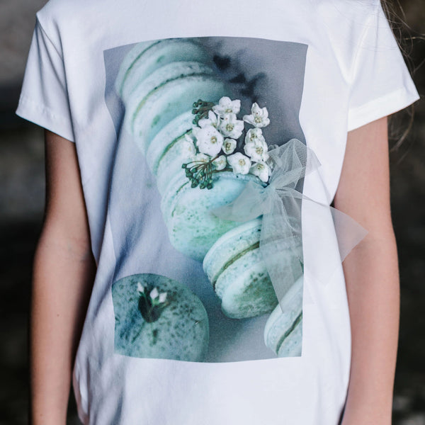 T-SHIRT STAMPA MACARONES VERDE MENTA