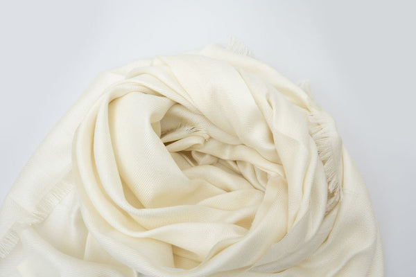 White cashmere silk blend scarf