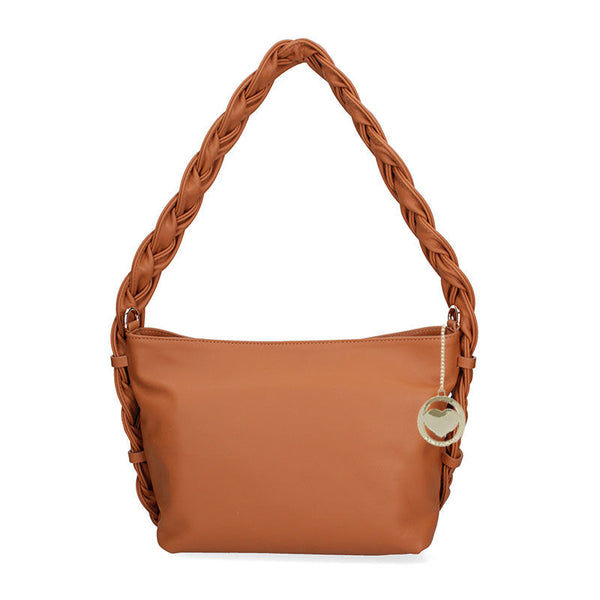 Women's leather bag with braided handle - 07170. 