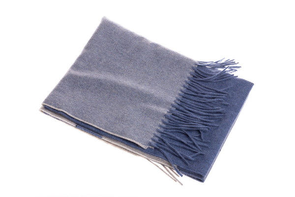 Blue checked scarf in pure cashmere