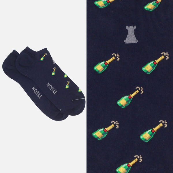 Pure Makò Cotton Ankle Socks - With Design 