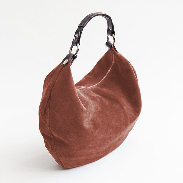 NATALIE - Sacca hobo in camoscio mattone