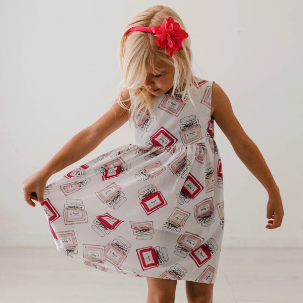 PRINTED COTTON DRESS WITH BOW ON THE BACK