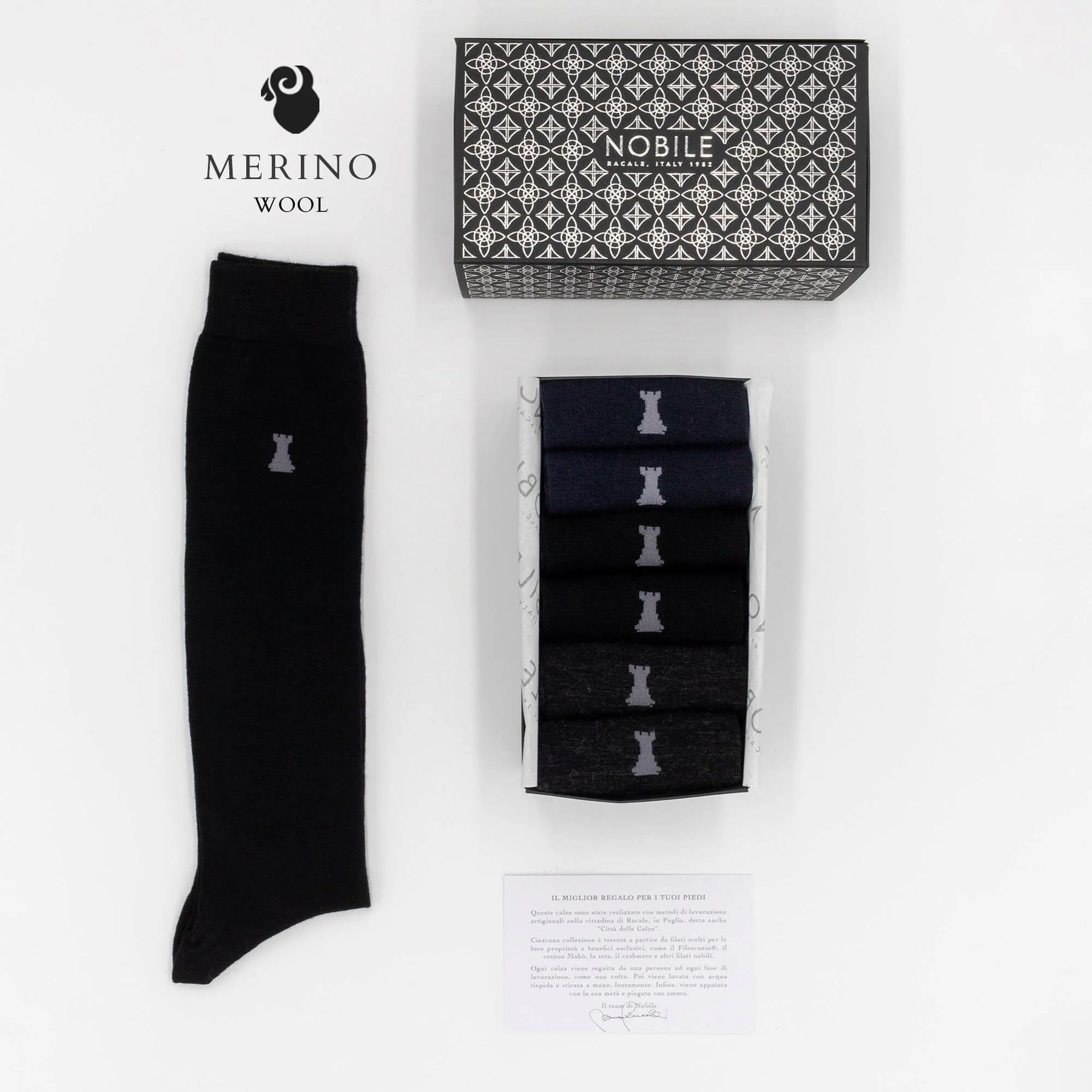 Merino Basic - Box of 6 long socks in solid color Merino wool