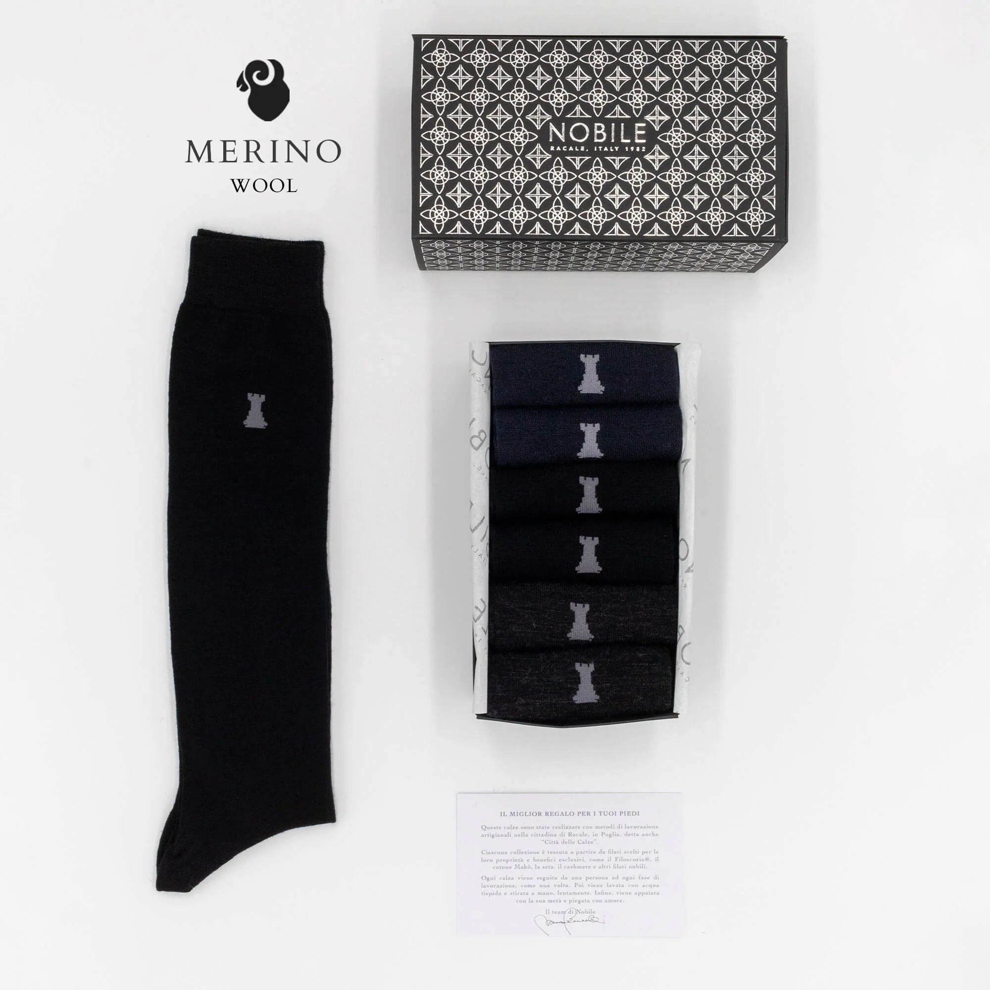 Merino Basic - Box of 6 long socks in solid color Merino wool