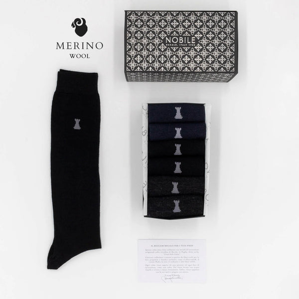 Merino Basic - Box of 6 long socks in solid color Merino wool