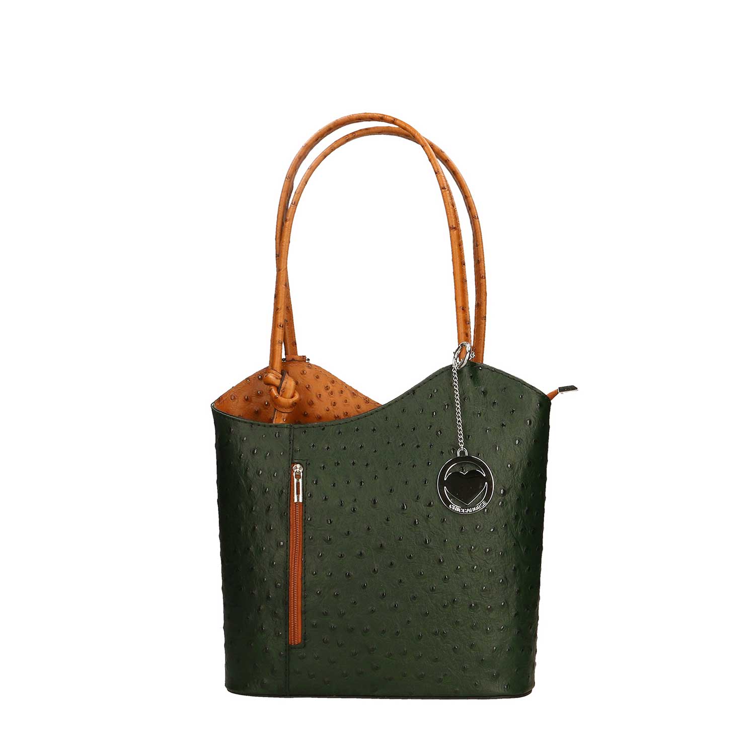 Women's Ostrich Print Leather Shoulder Bag - Cancun 3005. 