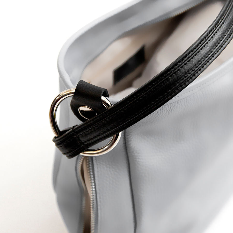 VIVIEN - Light Grey Dollar Leather Ring Bag