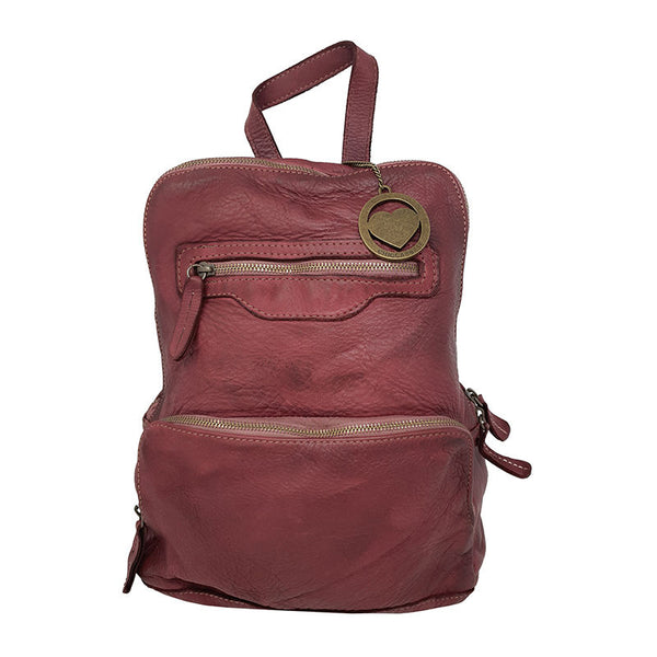 Women's Vintage Style Soft Leather Shoulder Backpack - 27x33x12 Cm - K023 
