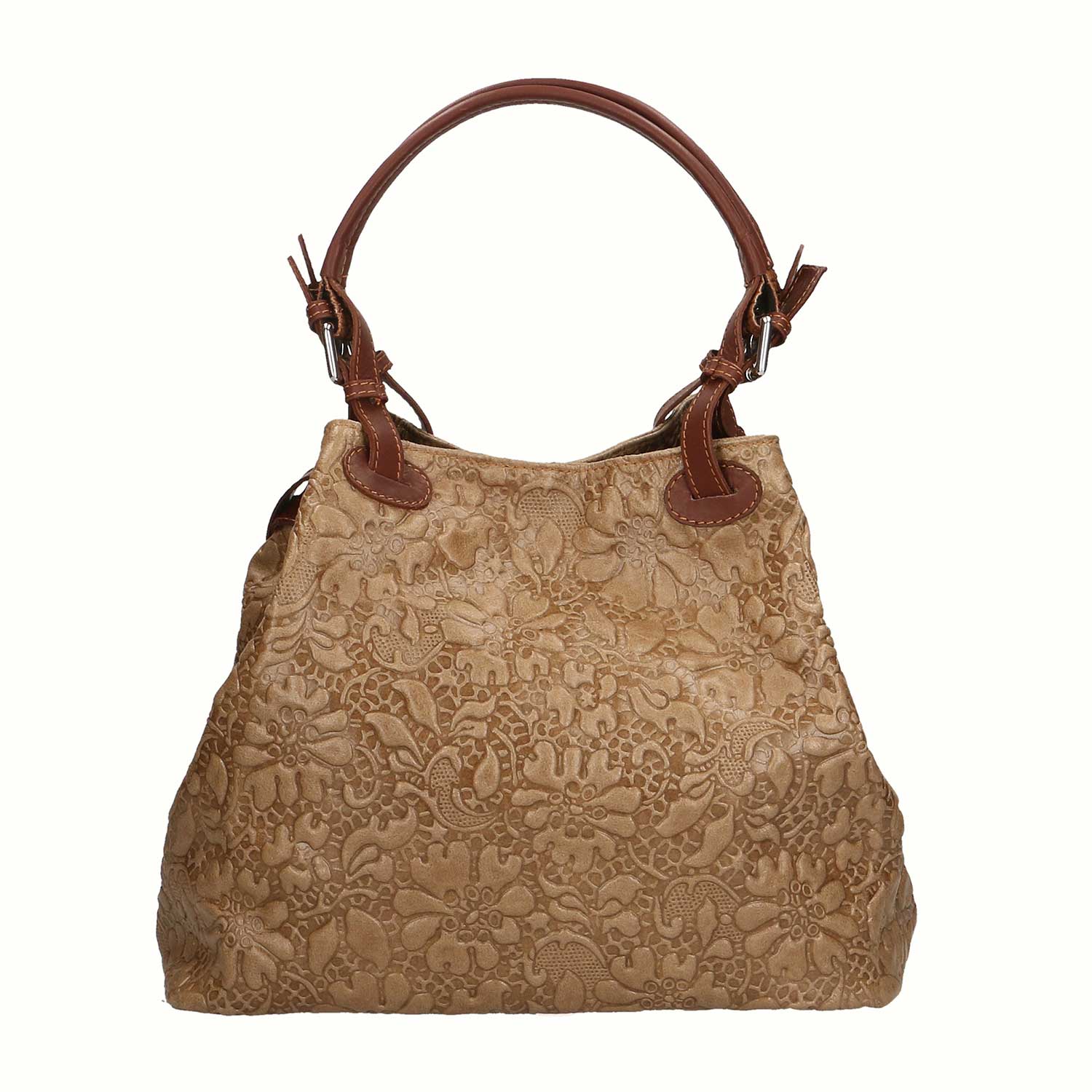 Women's Handbag Floral Pattern on Leather - Pienza 80049. 