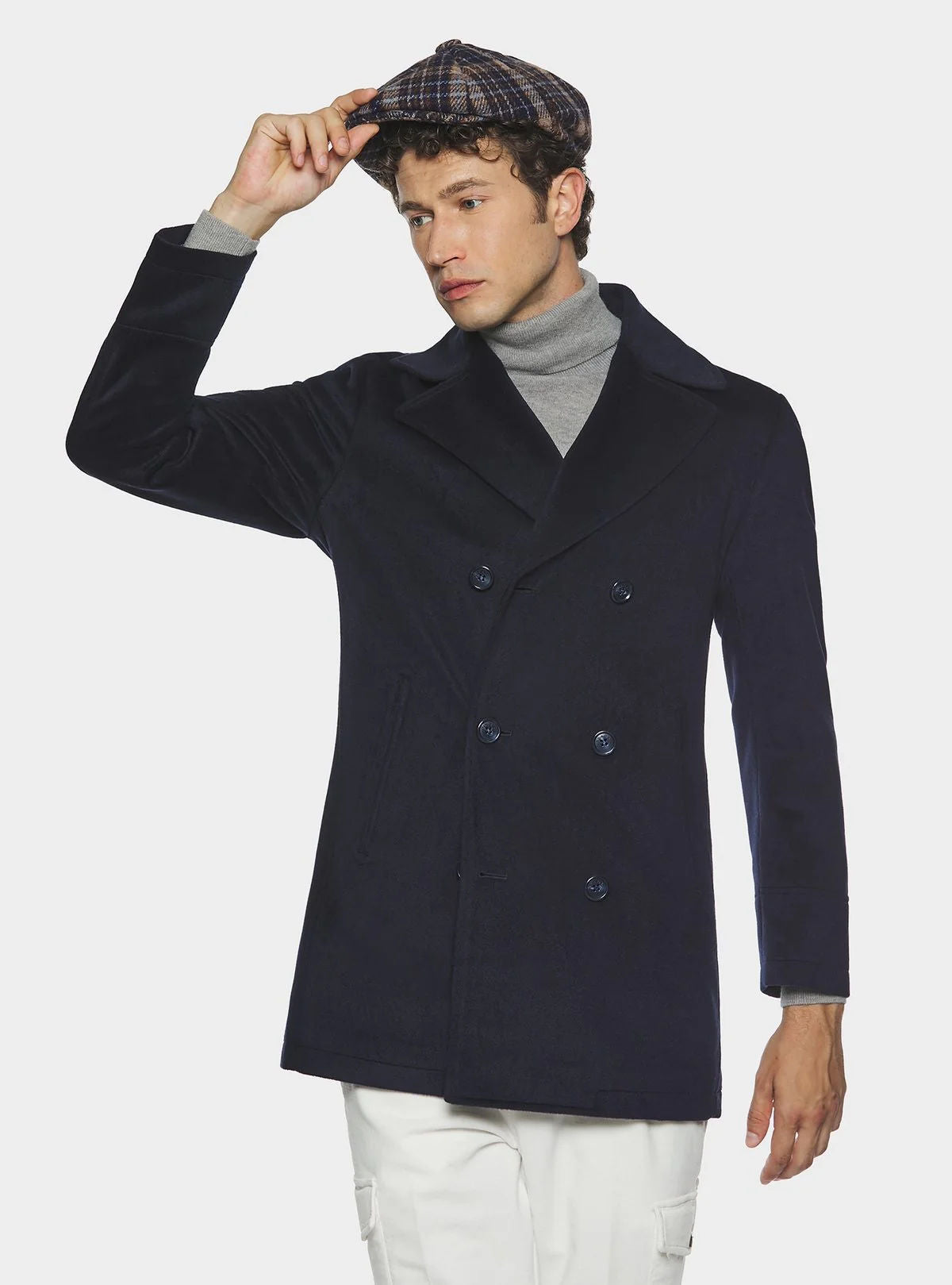 Cappotto doppiopetto tinta unita