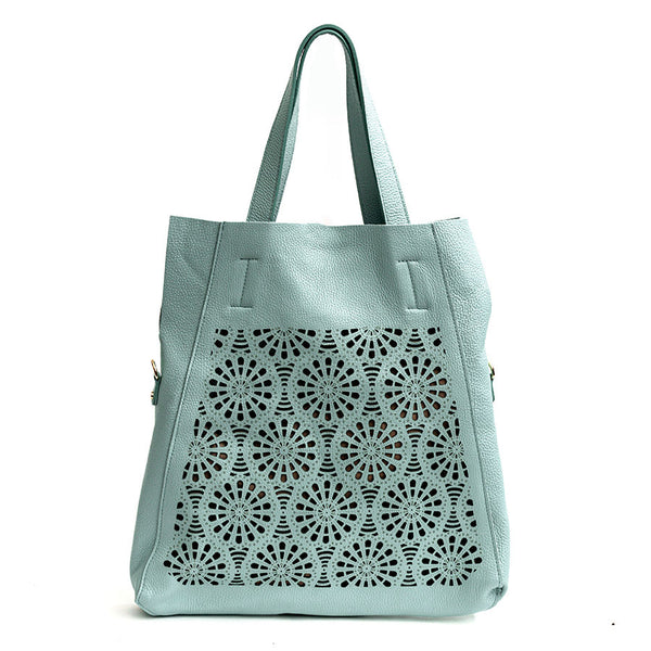 DAFNE - Maxi shopping in pelle traforata menta