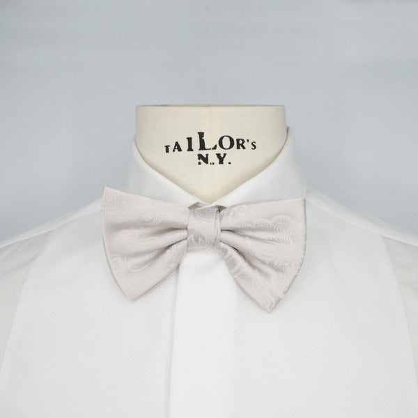 Pearl Grey Embroidered Bow Tie