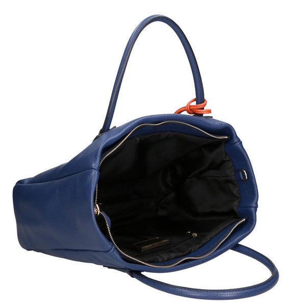 Large Women's Handbag with Leather Pendant - 6503.