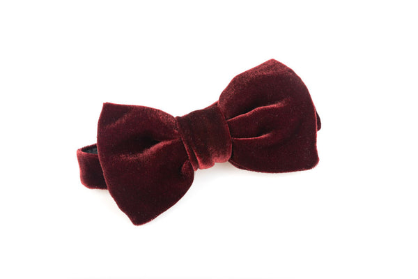 Burgundy velvet bow tie