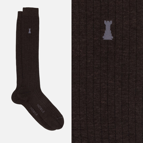 Michelangelo - Finely Ribbed Mèlange Long Sock