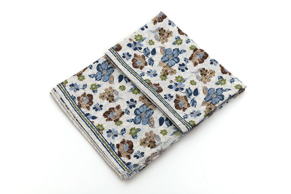 Double-face scarf with floral pattern in pure silk
